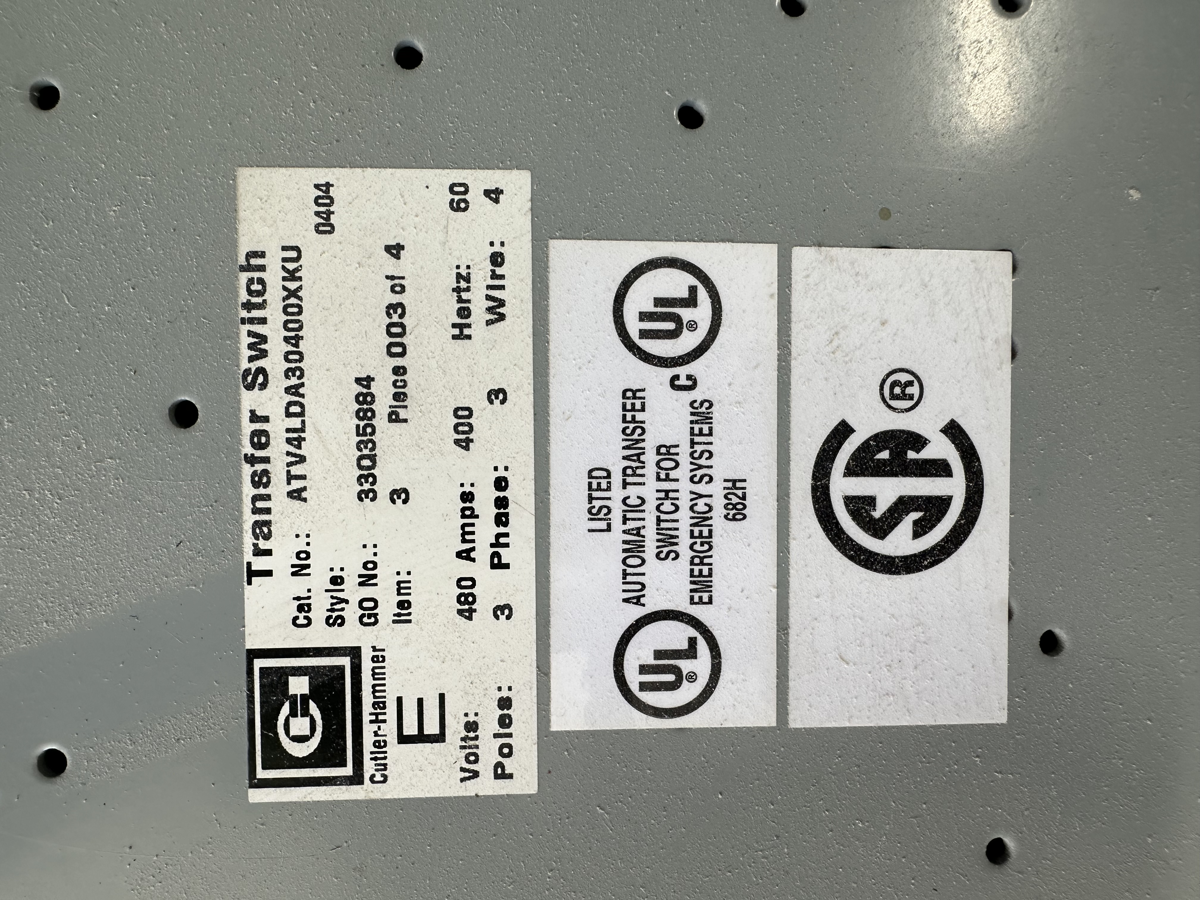 Cutler Hammer Automatic Transfer Switch product photo 4